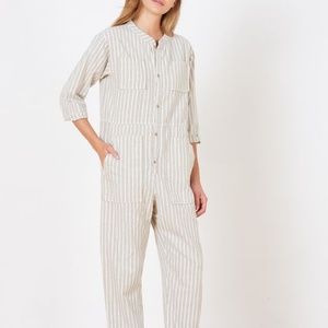 Nico Nico Saturn Flannel Striped Jumpsuit Large